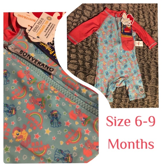 NEW BONVERANO Baby Girl Bathing Suit Long Sleeve UPF 50+ Sun Protection - Picture 1 of 7